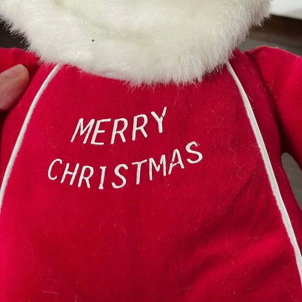 HugFun Santa Claus Plush with Rattle Inside Ho Ho Feet Christmas Vtg TAGS READ